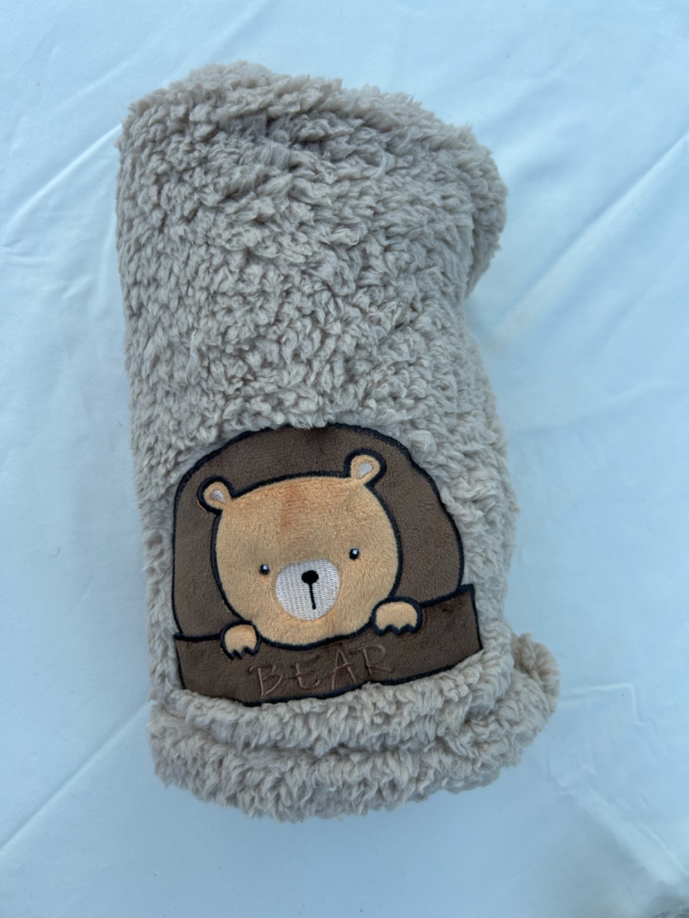 🔥3/$8- Cozy Teddy Bear Sherpa Throw Blanket - Beige